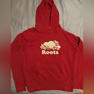 Womens Roots Classic Red Pullover Hoodie size large